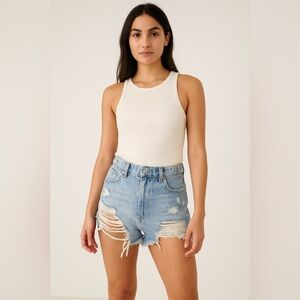 Levi’s 501 light blue denim shorts, size 30, ripped distressed grunge look